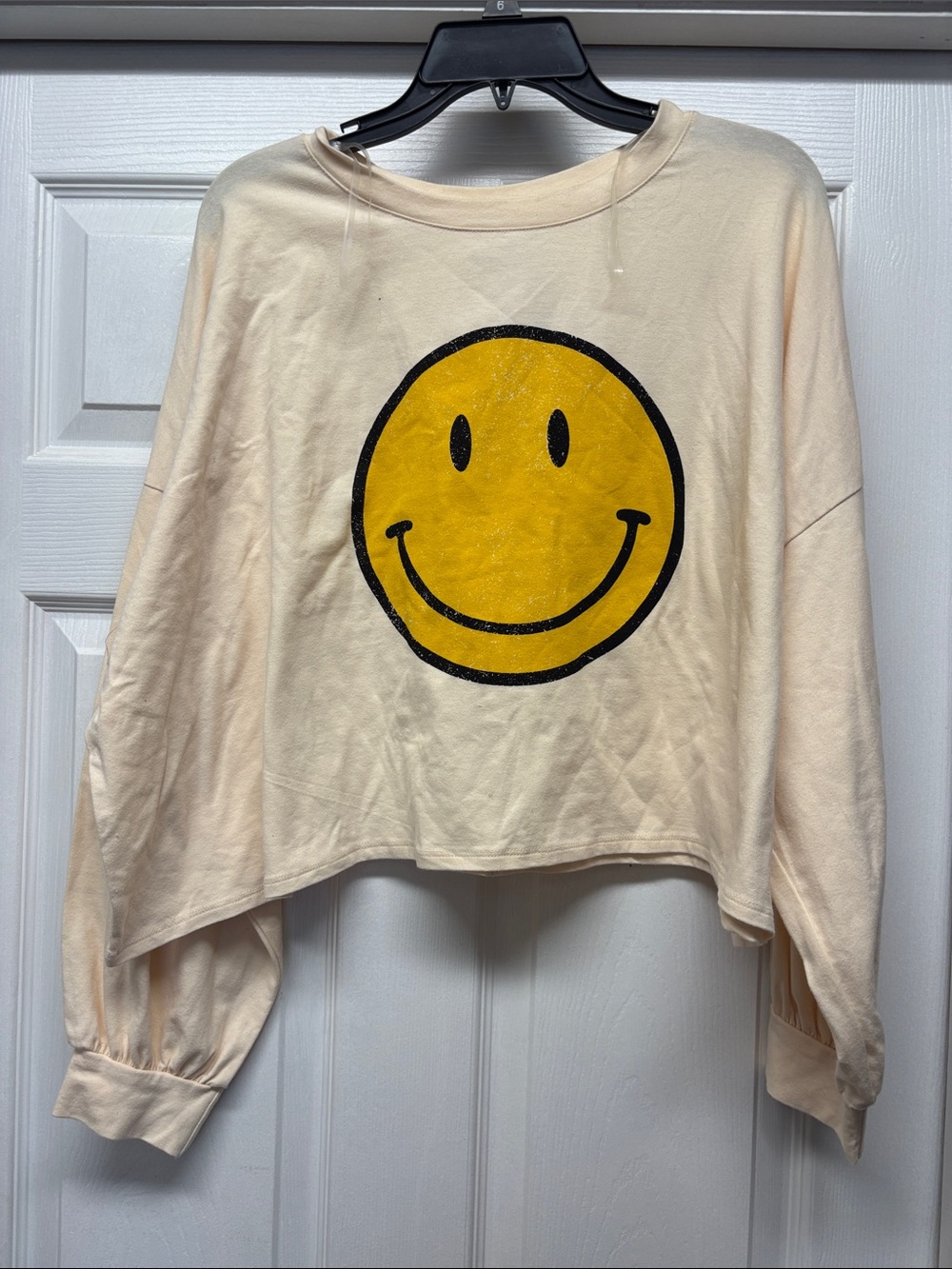 Jade by Jane Smiley Face Cropped Cream Women's Shirt L New